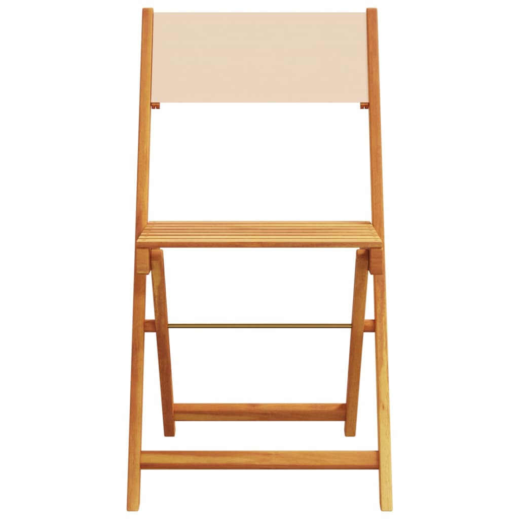 vidaXL Καρέκλες Μπιστρό 2 τεμ. Μπεζ Μασίφ Ξύλο Ακακίας & Ύφασμα
