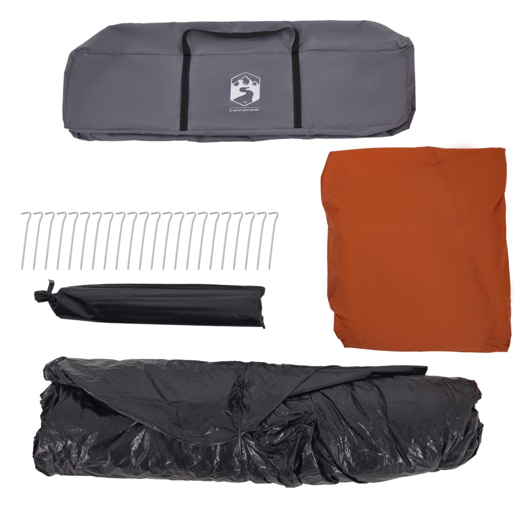 vidaXL Σκηνή Οικογενειακή με Αυλή 9 Ατ. Γρήγ. Απελευθέρωση ΓκριΠράσινο