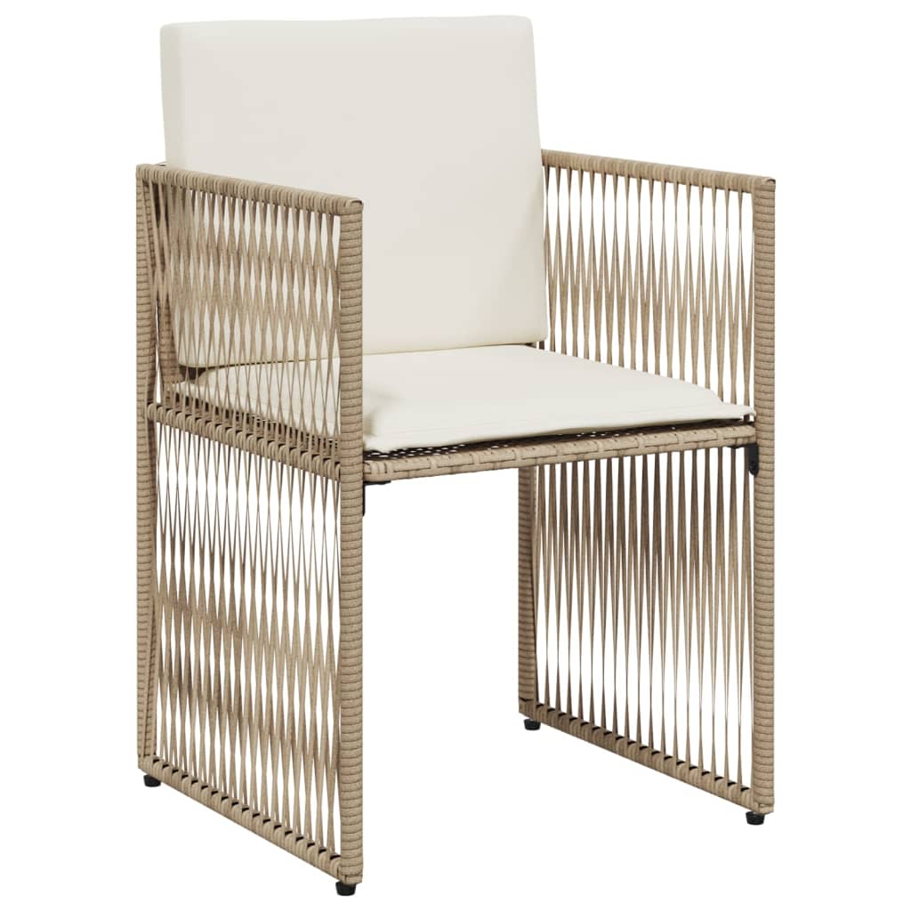 vidaXL Σετ Τραπεζαρίας Κήπου 7 τεμ. Μπεζ Συνθετικό Ρατάν με Μαξιλάρια