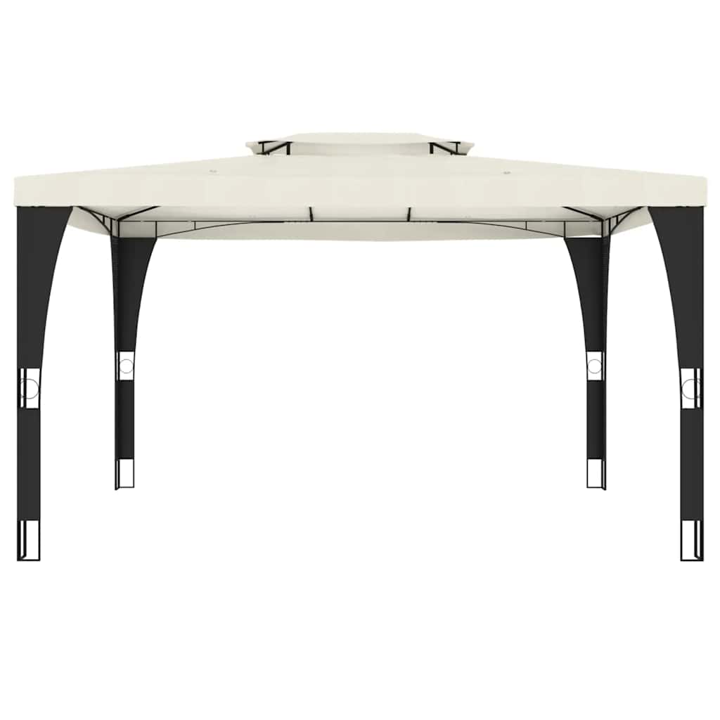 vidaXL Κιόσκι με Διπλή Οροφή Κρεμ 3,98x2,98 μ. Ατσάλινο