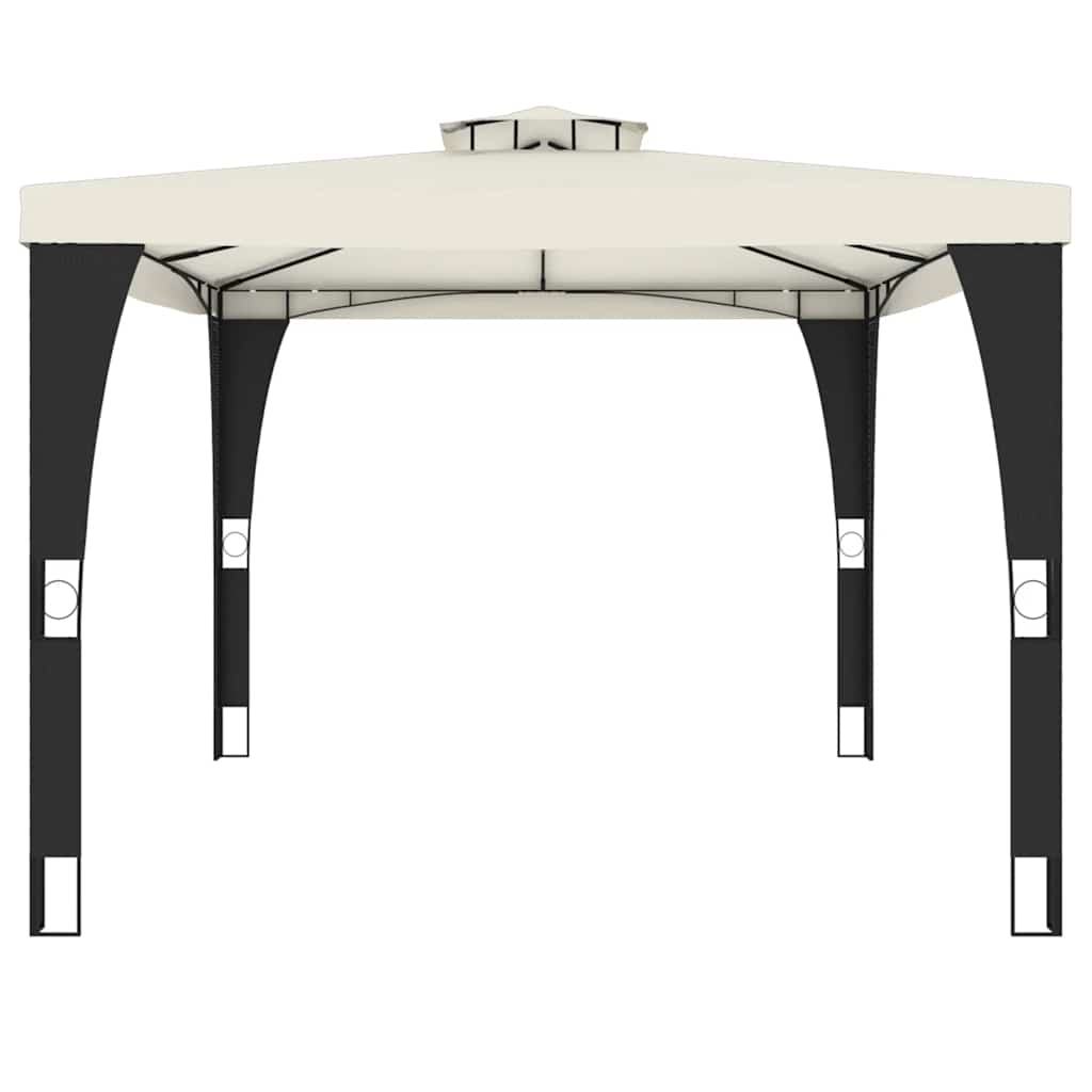 vidaXL Κιόσκι με Διπλή Οροφή Κρεμ 3,98x2,98 μ. Ατσάλινο