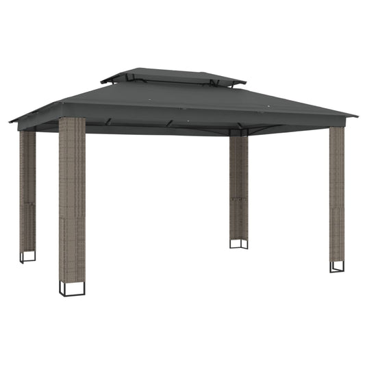 vidaXL Κιόσκι με Διπλή Οροφή Ανθρακί 3,94x2,96 μ. Ατσάλινο