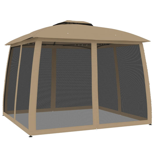 vidaXL Κιόσκι με Διπλούς Τοίχους/Δίχτυ Taupe 2,93x2,93 μ. από Ατσάλι