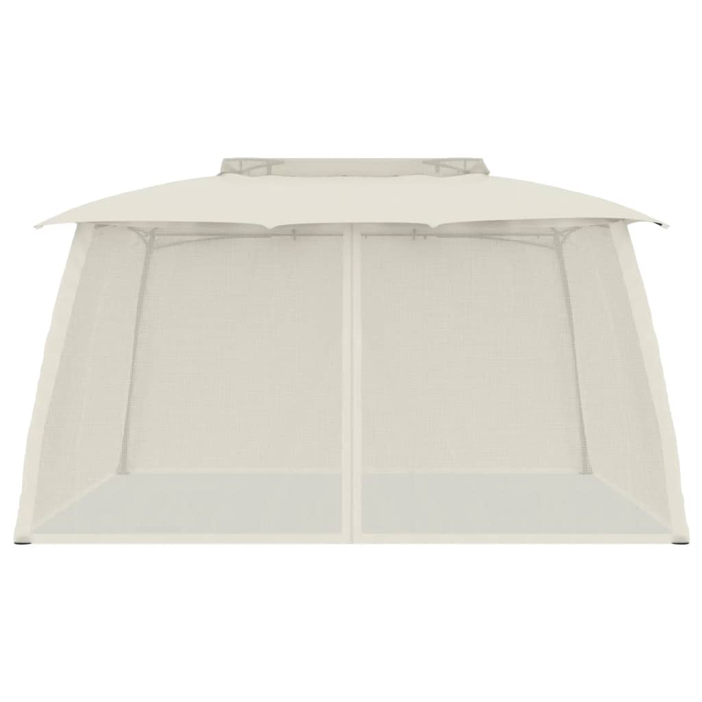 vidaXL Κιόσκι με Διπλούς Τοίχους/Δίχτυ Κρεμ 3,93x2,93 μ. από Ατσάλι