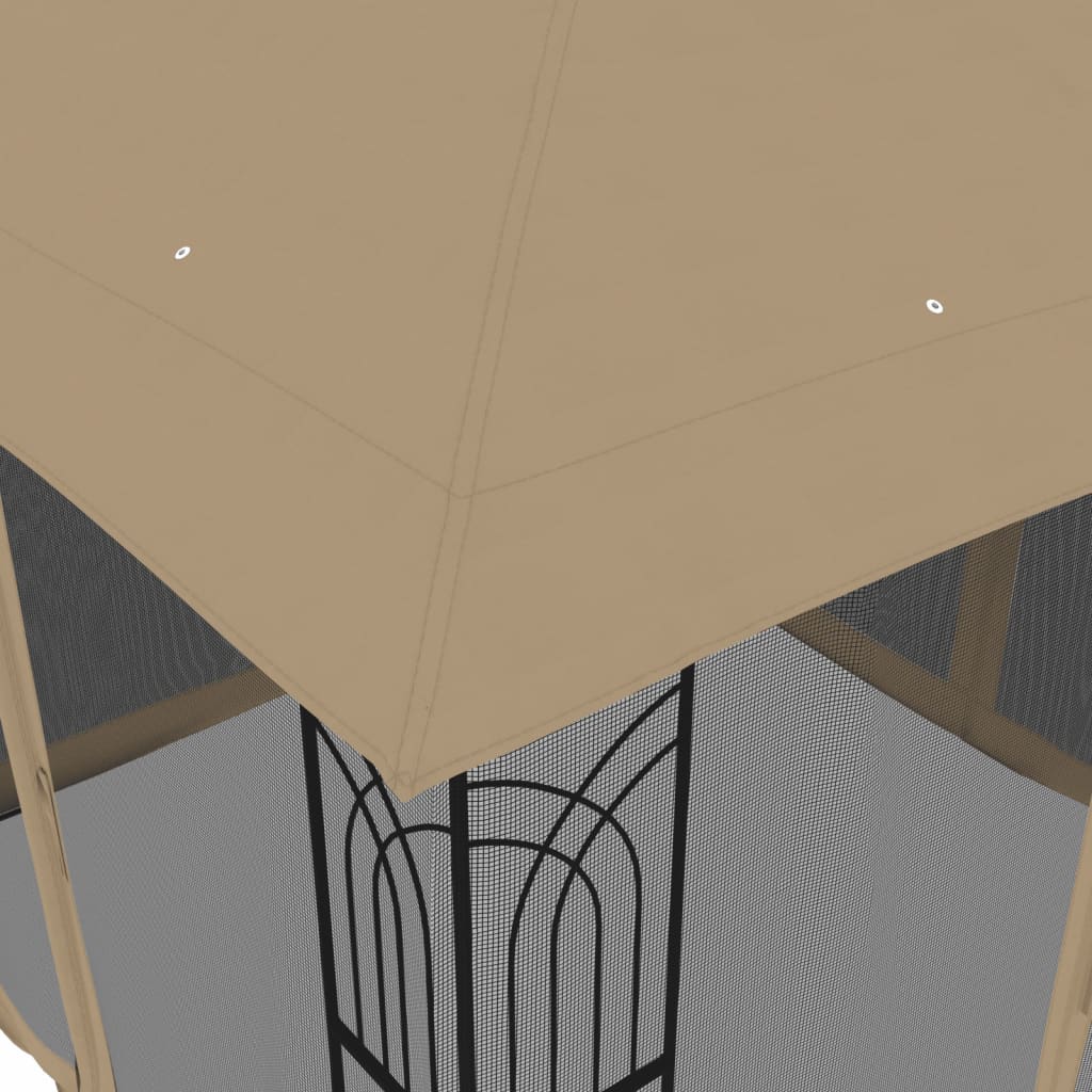 vidaXL Κιόσκι με Διπλούς Τοίχους/Δίχτυ Taupe 2,94x2,94 μ. από Ατσάλι