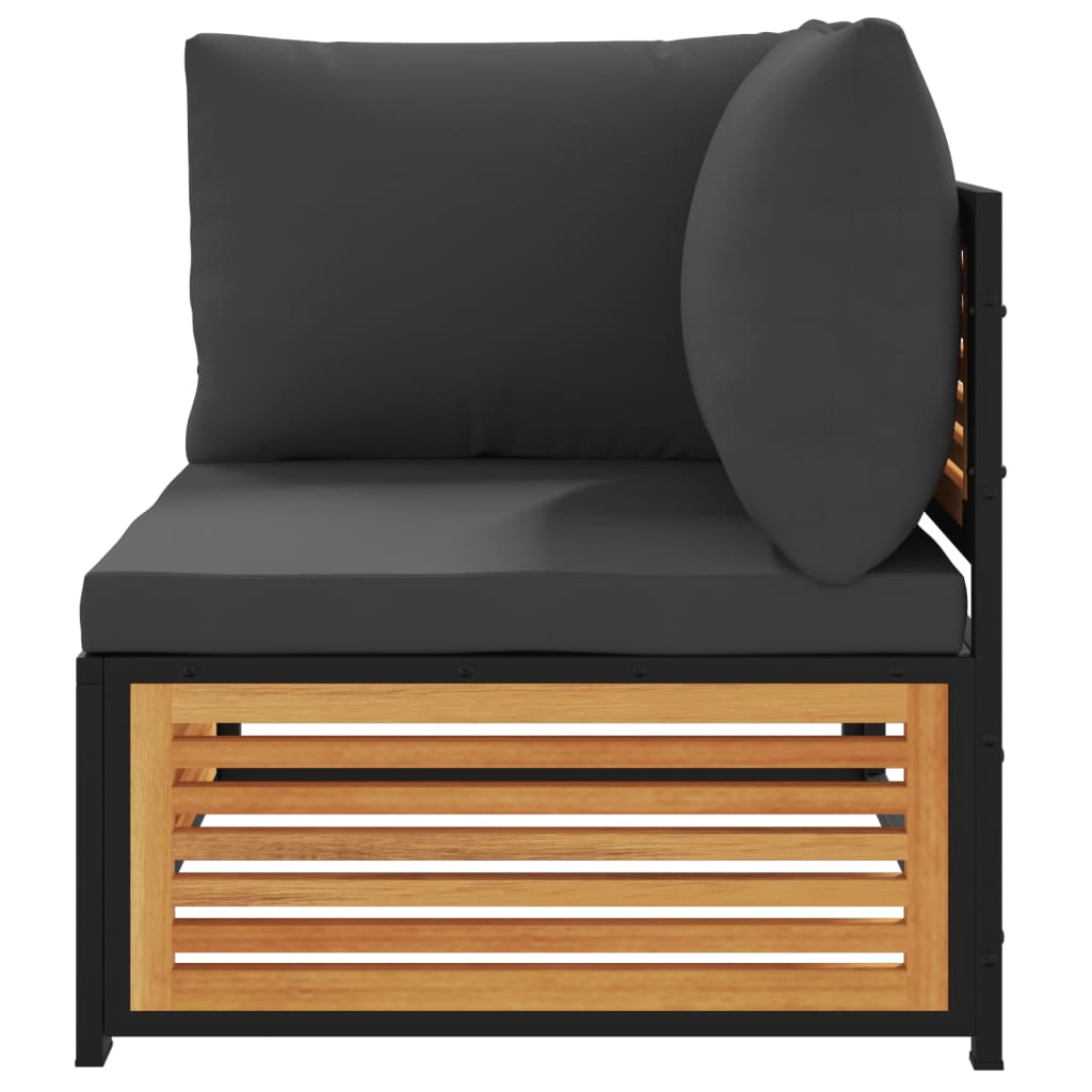 vidaXL Καναπές Κήπου Γωνιακός Μασίφ Ξύλο Ακακίας με Μαξιλάρια