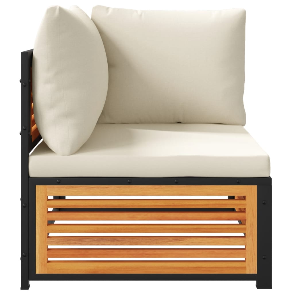 vidaXL Καναπές Κήπου Γωνιακός Μασίφ Ξύλο Ακακίας με Μαξιλάρια