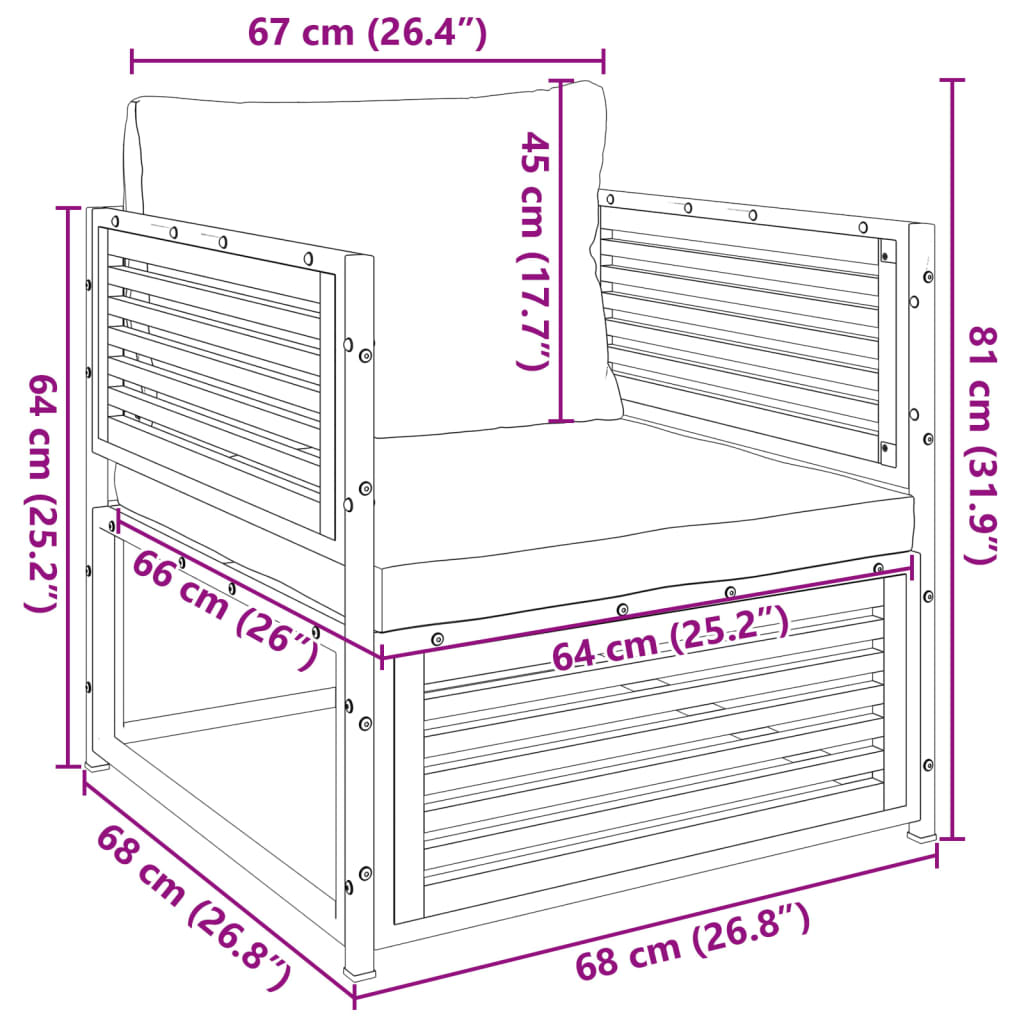 vidaXL Καρέκλα Κήπου από Μασίφ Ξύλο Ακακίας με Μαξιλάρια