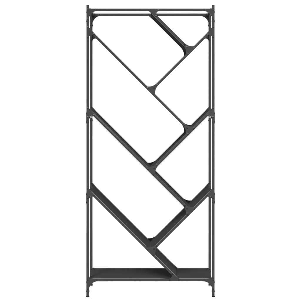 vidaXL Βιβλιοθήκη Μαύρη 79x30x180 εκ. Επεξεργασμένο Ξύλο & Μέταλλο