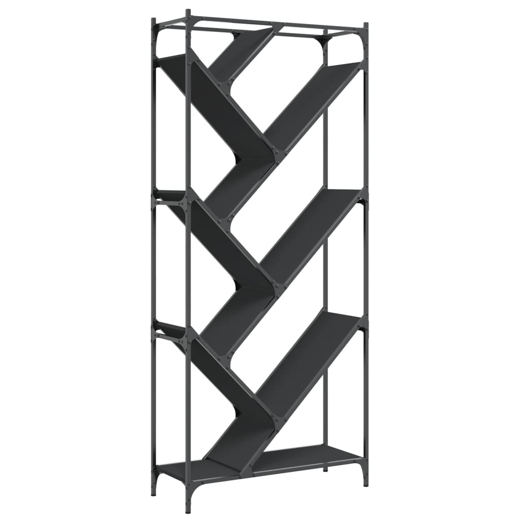 vidaXL Βιβλιοθήκη Μαύρη 79x30x180 εκ. Επεξεργασμένο Ξύλο & Μέταλλο