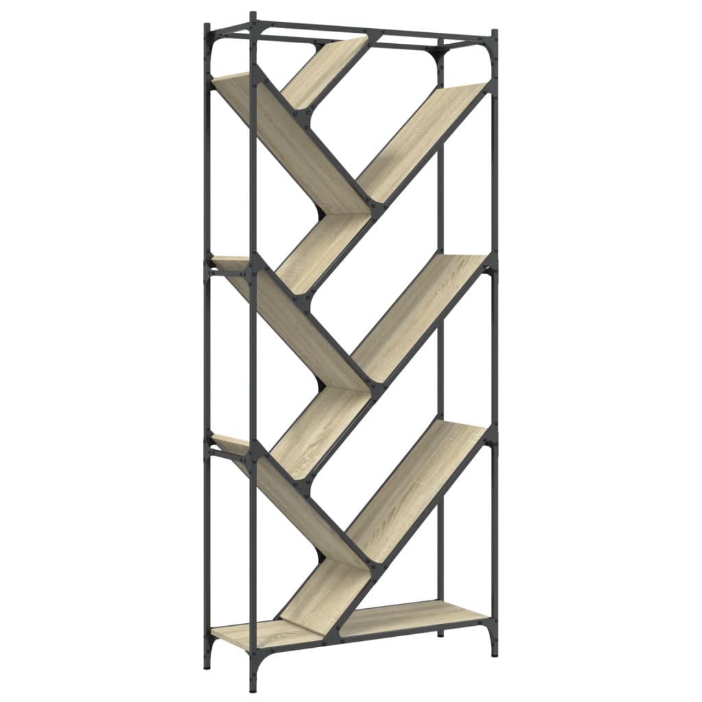 vidaXL Βιβλιοθήκη Sonoma Δρυς 79x30x180 εκ. Επεξεργ. Ξύλο & Μέταλλο