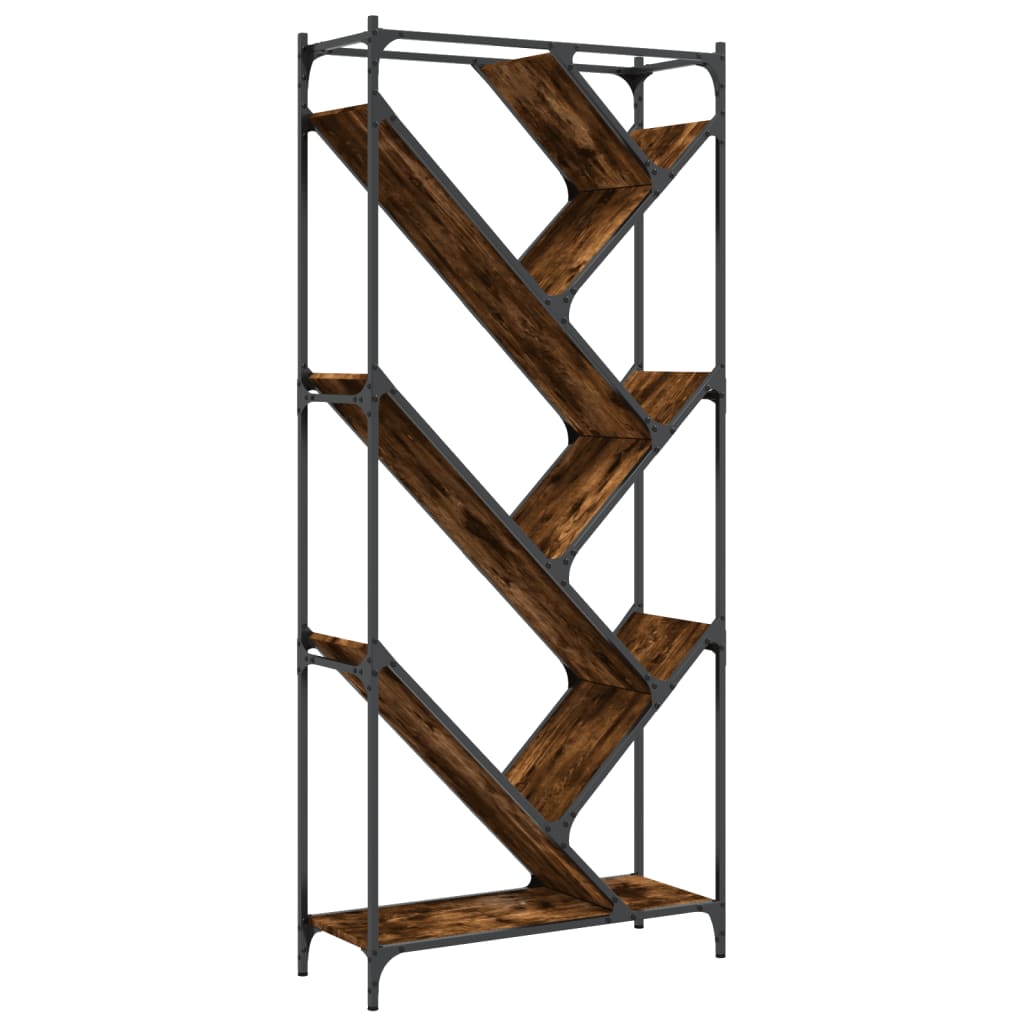 vidaXL Βιβλιοθήκη Καπνιστή Δρυς 79x30x180 εκ. Επεξεργ. Ξύλο & Μέταλλο