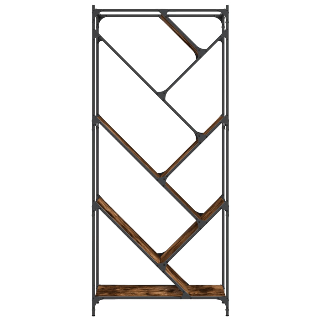 vidaXL Βιβλιοθήκη Καπνιστή Δρυς 79x30x180 εκ. Επεξεργ. Ξύλο & Μέταλλο