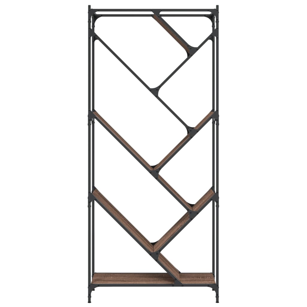 vidaXL Βιβλιοθήκη Καφέ Δρυς 79x30x180 εκ. Επεξεργ. Ξύλο & Μέταλλο