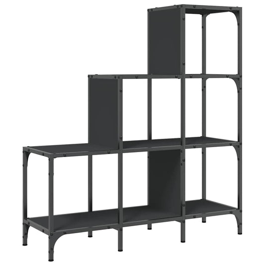 vidaXL Βιβλιοθήκη Μαύρη 92x30x102 εκ. Επεξεργασμένο Ξύλο & Μέταλλο