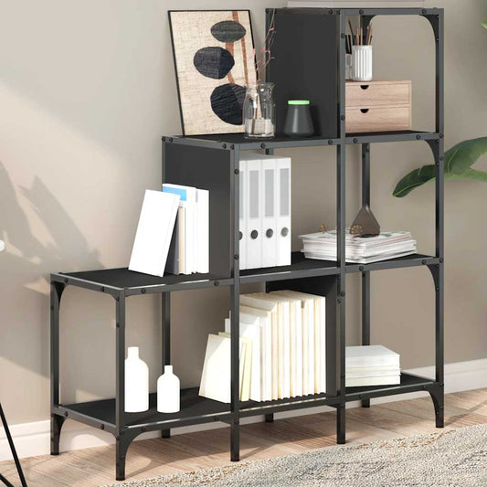 vidaXL Βιβλιοθήκη Μαύρη 92x30x102 εκ. Επεξεργασμένο Ξύλο & Μέταλλο