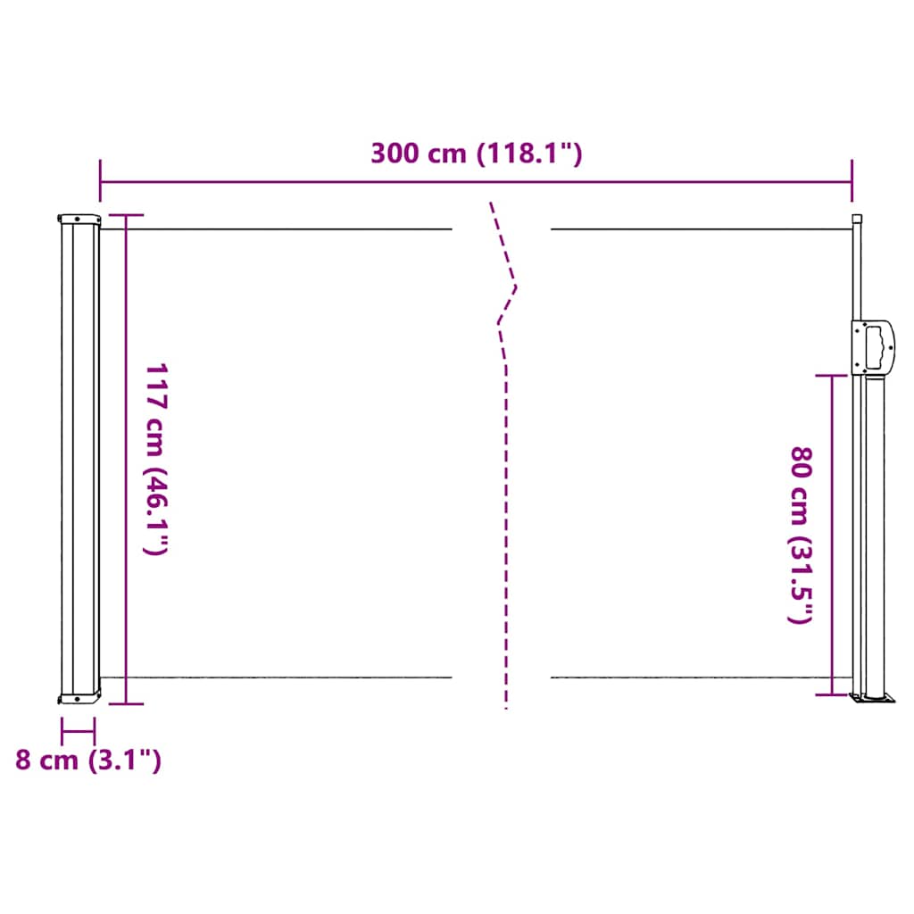 vidaXL Σκίαστρο Πλαϊνό Συρόμενο Μπεζ 117 x 300 εκ.