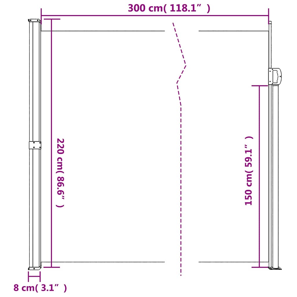 vidaXL Πτυσσόμενη Πλαϊνή Τέντα Ανθρακί 220x300 εκ.