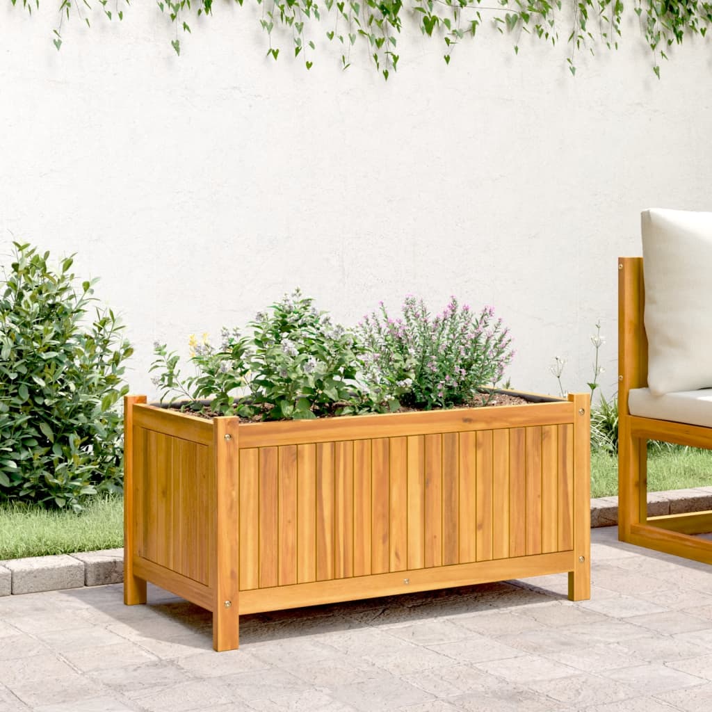 vidaXL Ζαρντινιέρα Κήπου με Επένδυση 80x42x40 εκ. Μασίφ Ξύλο Ακακίας