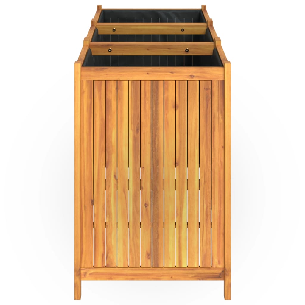 vidaXL Ζαρντινιέρα Κήπου με Επένδυση 150x50x75 εκ. Μασίφ Ξύλο Ακακίας