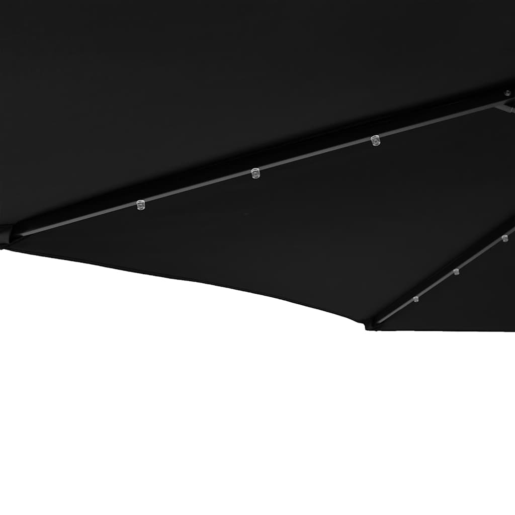 vidaXL Ομπρέλα Κήπου με LED και Ατσάλινο Ιστό Μαύρη 225x225x212 εκ.
