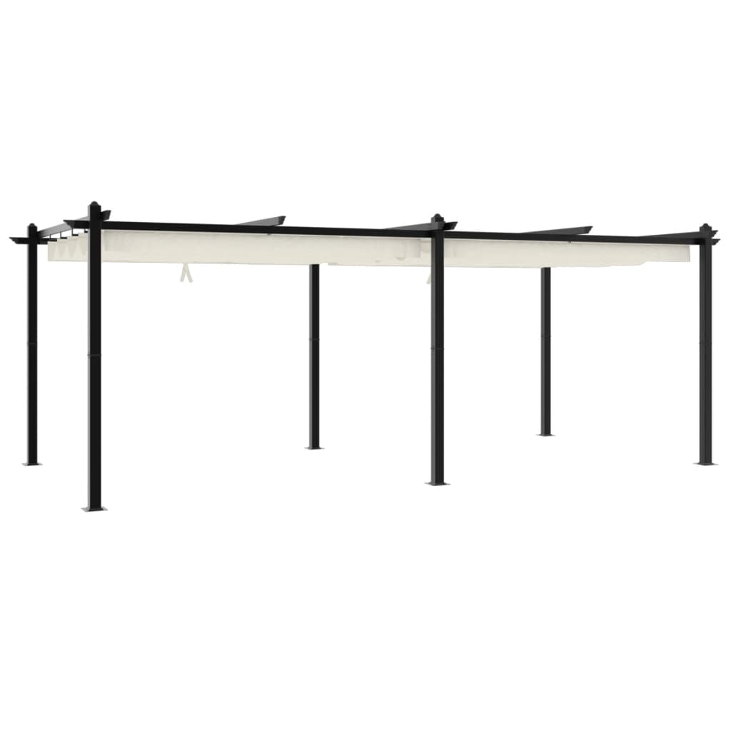 vidaXL Πέργκολα Κήπου με Πτυσσόμενη Οροφή Κρεμ 3 x 6 μ. Αλουμίνιο