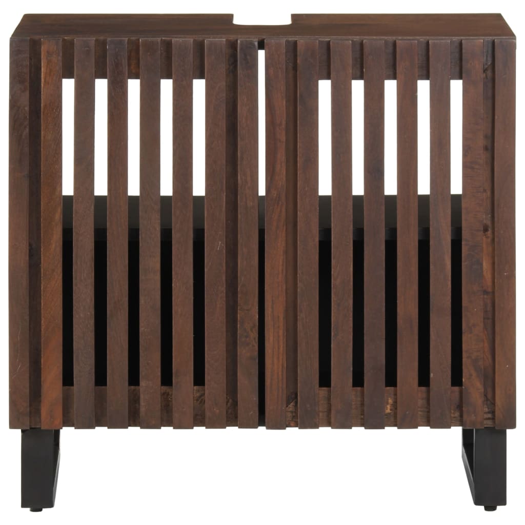 vidaXL Ντουλάπι Μπάνιου Καφέ 62x34x58 εκ. από Μασίφ Ξύλο Μάνγκο