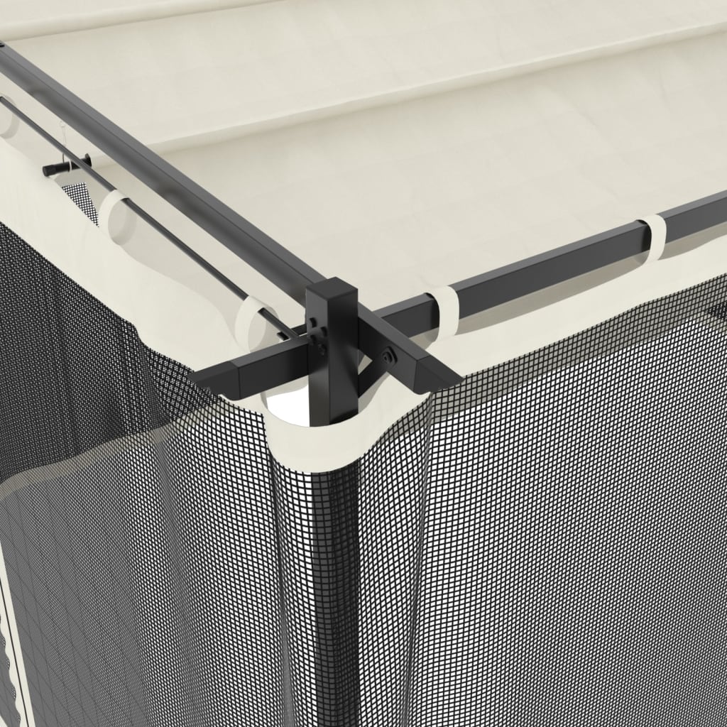 vidaXL Κιόσκι με Τοίχους από Δίχτυ Κρεμ 4x3 μ. από Ατσάλι