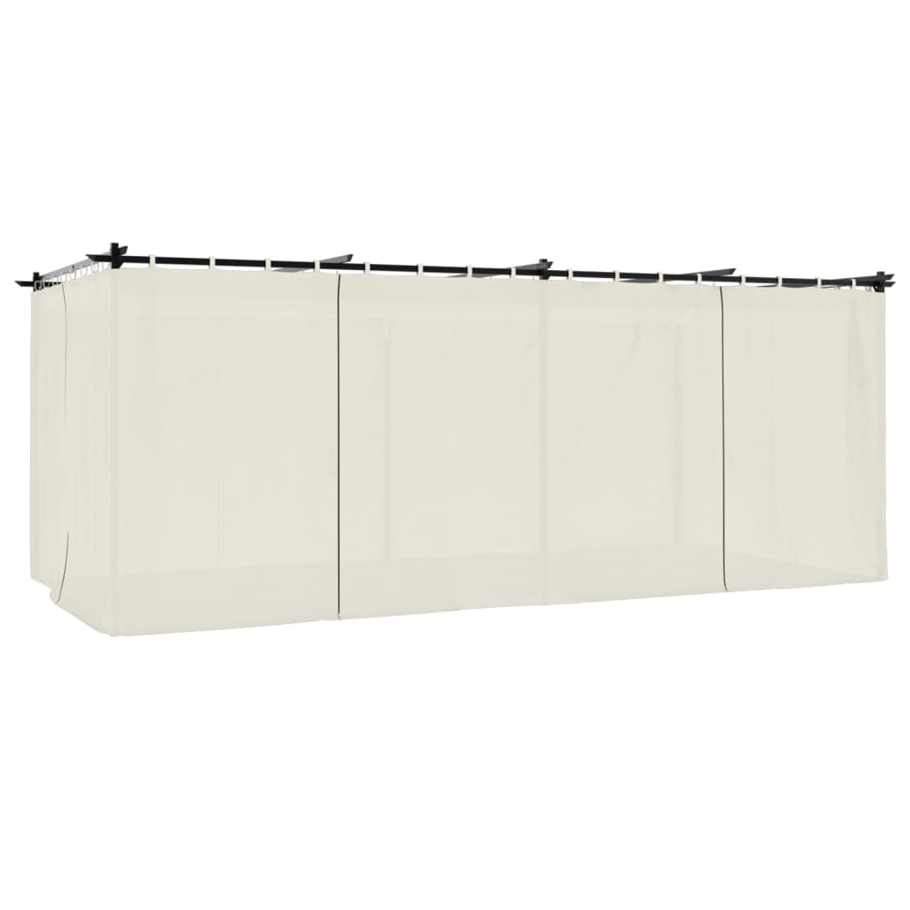 vidaXL Κιόσκι με Κουρτίνες Κρεμ 6x3 μ. από Ατσάλι