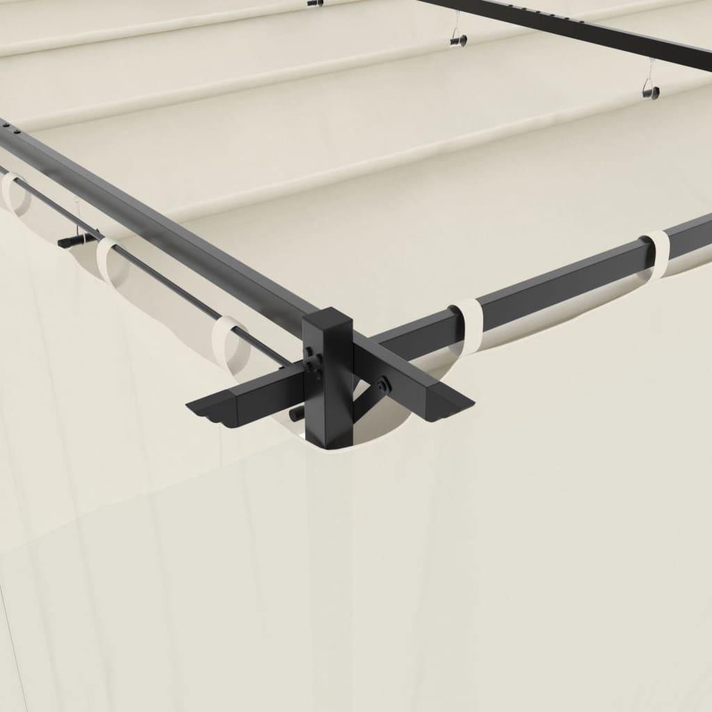 vidaXL Κιόσκι με Κουρτίνες Κρεμ 6x3 μ. από Ατσάλι