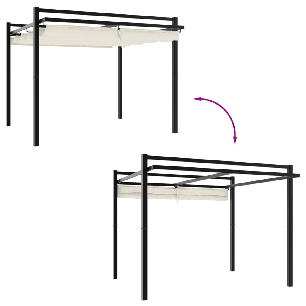 vidaXL Πέργκολα Κήπου με Πτυσσόμενη Οροφή Κρεμ 3 x 3 μ. Αλουμίνιο