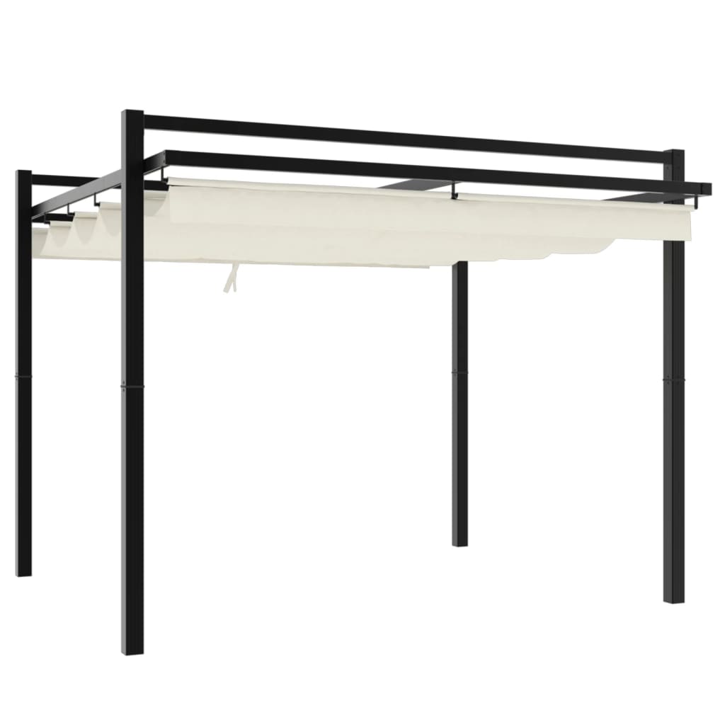 vidaXL Πέργκολα Κήπου με Πτυσσόμενη Οροφή Κρεμ 3 x 3 μ. Αλουμίνιο