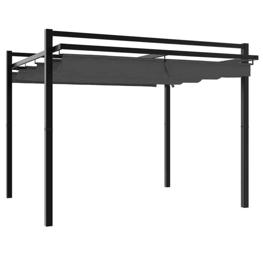 vidaXL Πέργκολα Κήπου με Πτυσσόμενη Οροφή Ανθρακί 3 x 3 μ. Αλουμίνιο