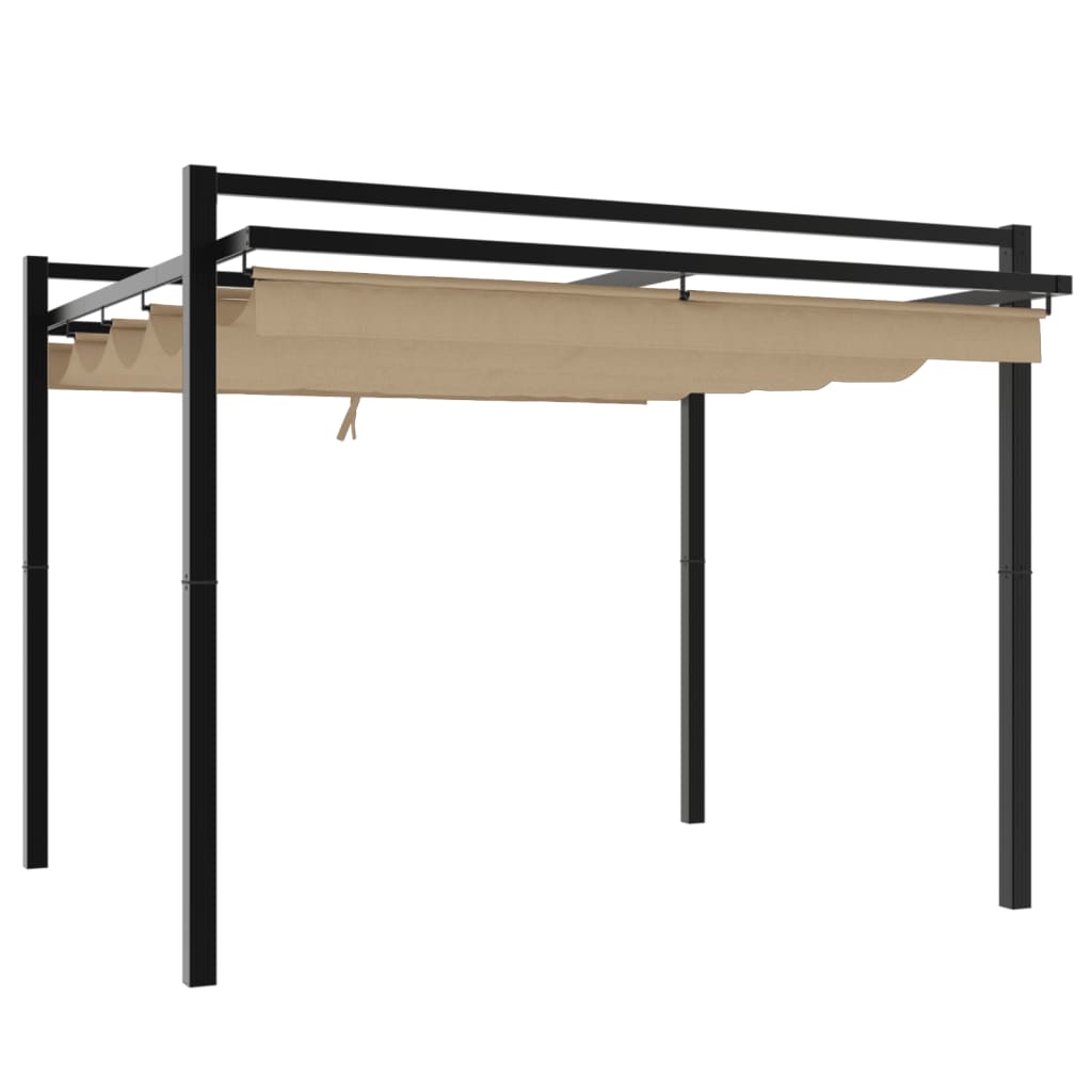 vidaXL Πέργκολα Κήπου με Πτυσσόμενη Οροφή Taupe 3 x 3 μ. Αλουμίνιο