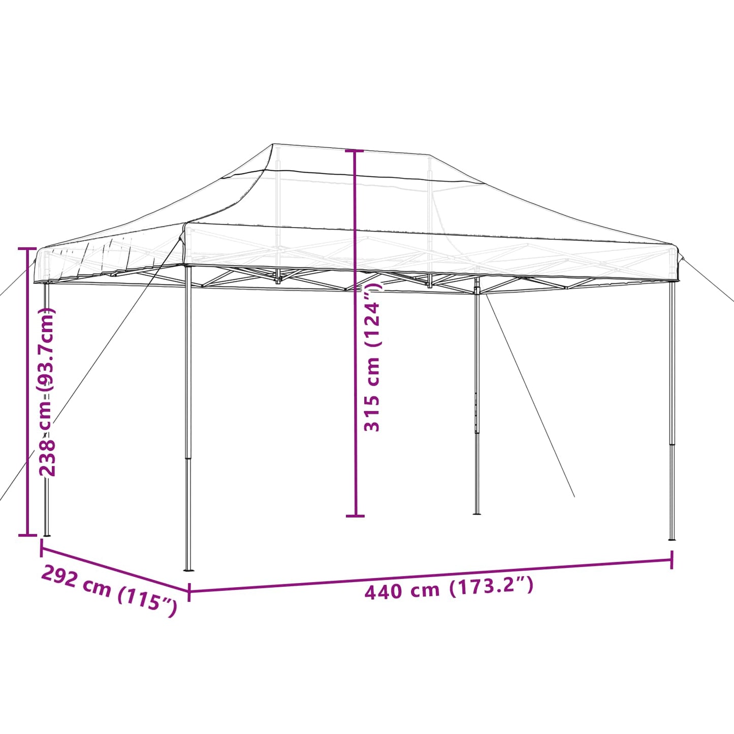 vidaXL Τέντα Εκδηλώσεων Πτυσσόμενη Pop-Up Τερακότα 440x292x315 εκ.