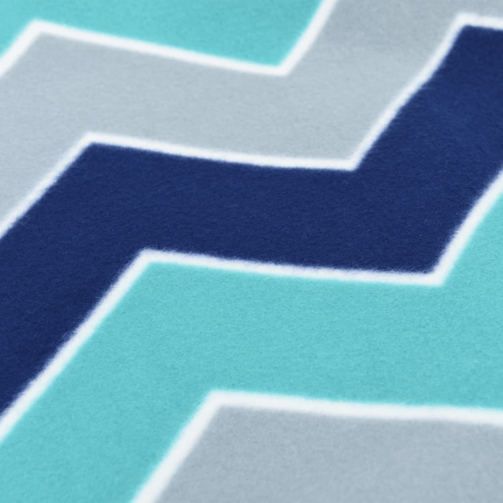 vidaXL Κουβέρτα Πικ-Νικ Πτυσσόμενη Μπλε Κύμα 200x150εκ. Βελούδινη