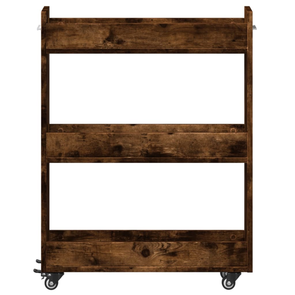 vidaXL Έπιπλο με Ρόδες Καπνιστή Δρυς 60x22x79 εκ. Επεξεργασμένο Ξύλο