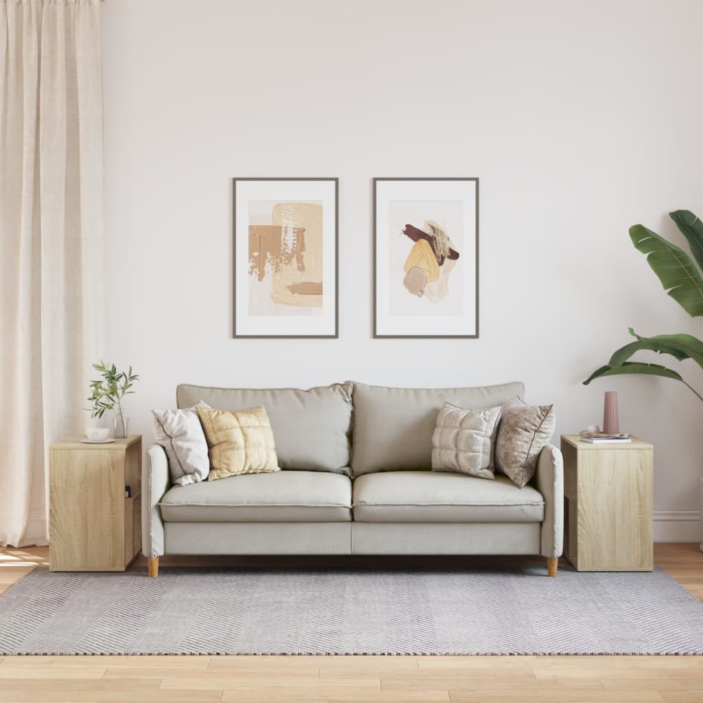 vidaXL Τραπέζια Βοηθητικά 2 τεμ Sonoma Δρυς 50x30x50 εκ. Επεξ. Ξύλο