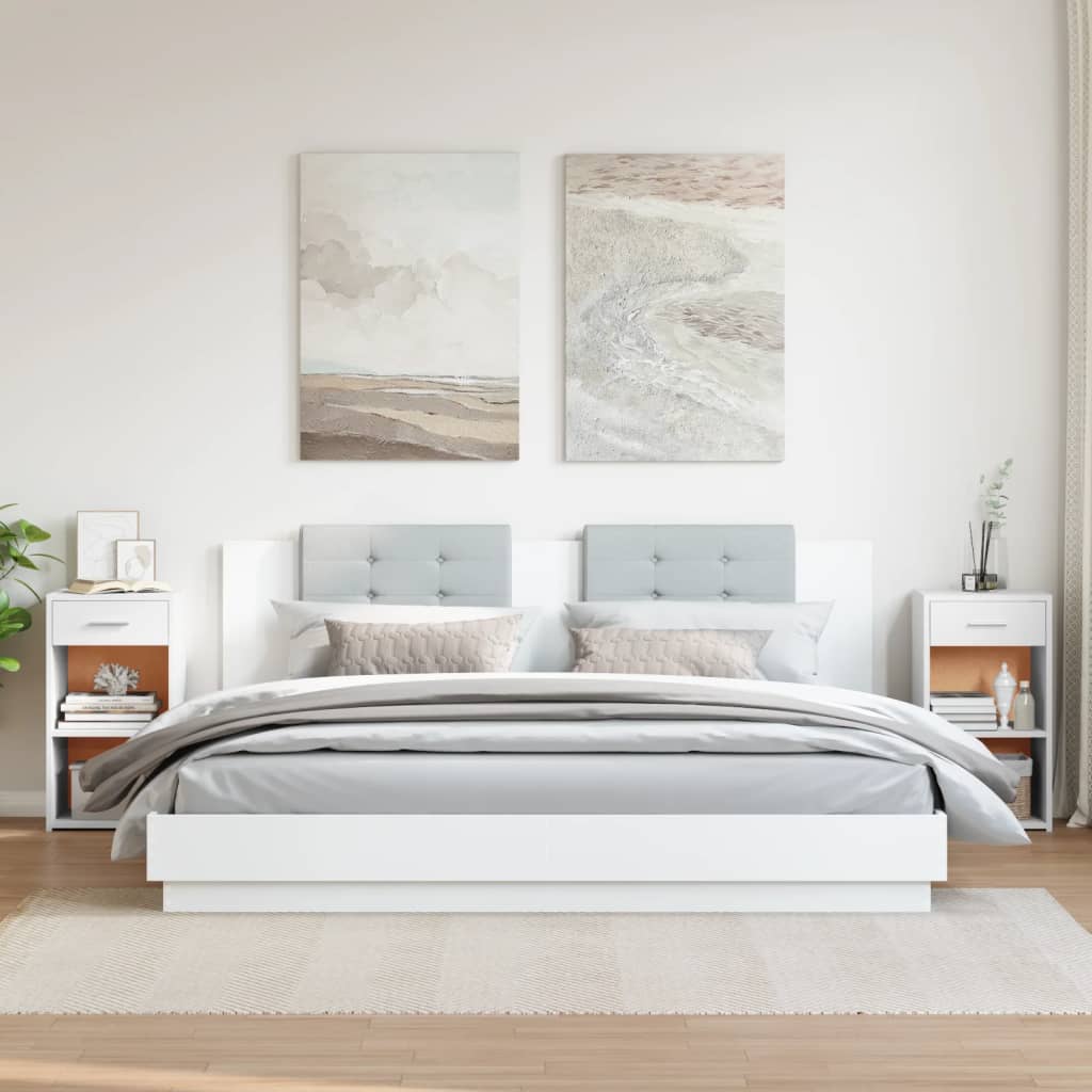 vidaXL Κομοδίνα 2 τεμ. Λευκά 35x34x65 εκ. από Επεξεργασμένο Ξύλο