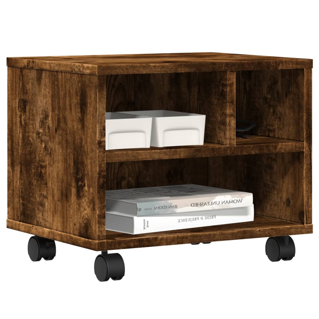 vidaXL Βάση Εκτυπωτή με Ρόδες Καπνιστή Δρυς 41x32x34,5 εκ.