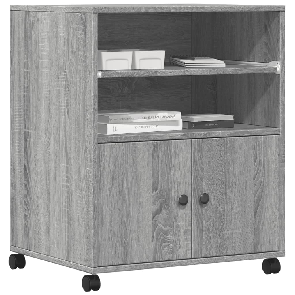 vidaXL Βάση Εκτυπωτή με Ρόδες Γκρι Sonoma 60 x 48 x 74 εκ.