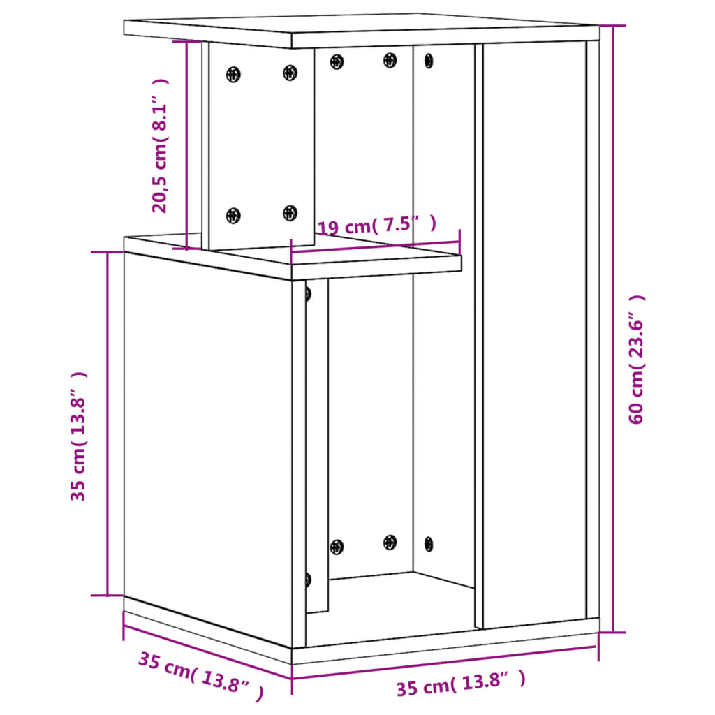 vidaXL Βοηθητικό Τραπέζι Sonoma Δρυς 35x35x60 εκ. Επεξεργασμένο Ξύλο