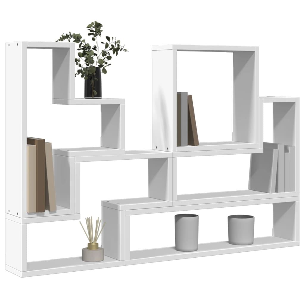 vidaXL Ραφιέρα Τοίχου Λευκό 96x12x64 εκ. από Επεξεργασμένο Ξύλο