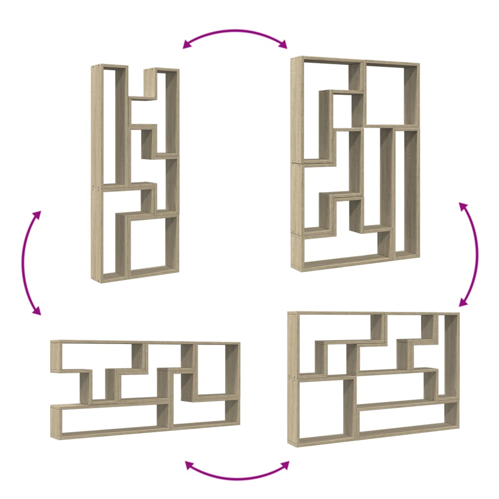 vidaXL Ραφιέρα Τοίχου Sonoma Δρυς 96x12x64 εκ. από Επεξεργασμένο Ξύλο