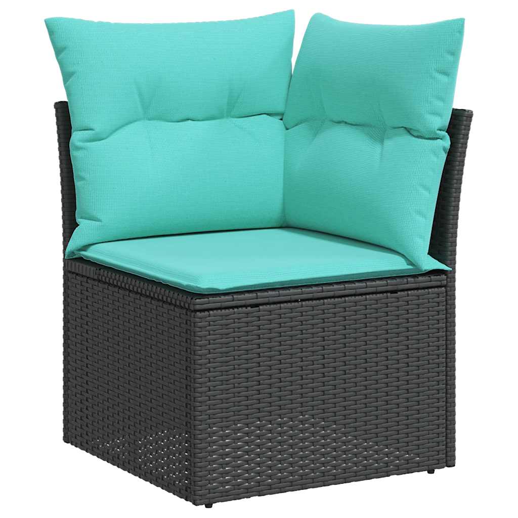 vidaXL Σετ Καναπέδων Κήπου 10 Τεμαχίων με Μαξιλάρια από Μαύρο Συνθετικό Ρατάν