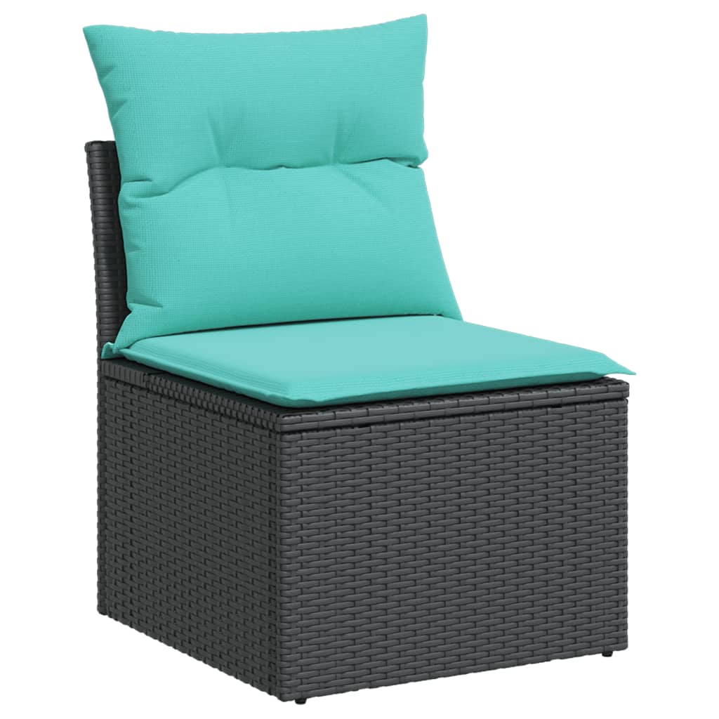 vidaXL Σετ Καναπέδων Κήπου 9 Τεμαχίων με Μαξιλάρια από Μαύρο Συνθετικό Ρατάν