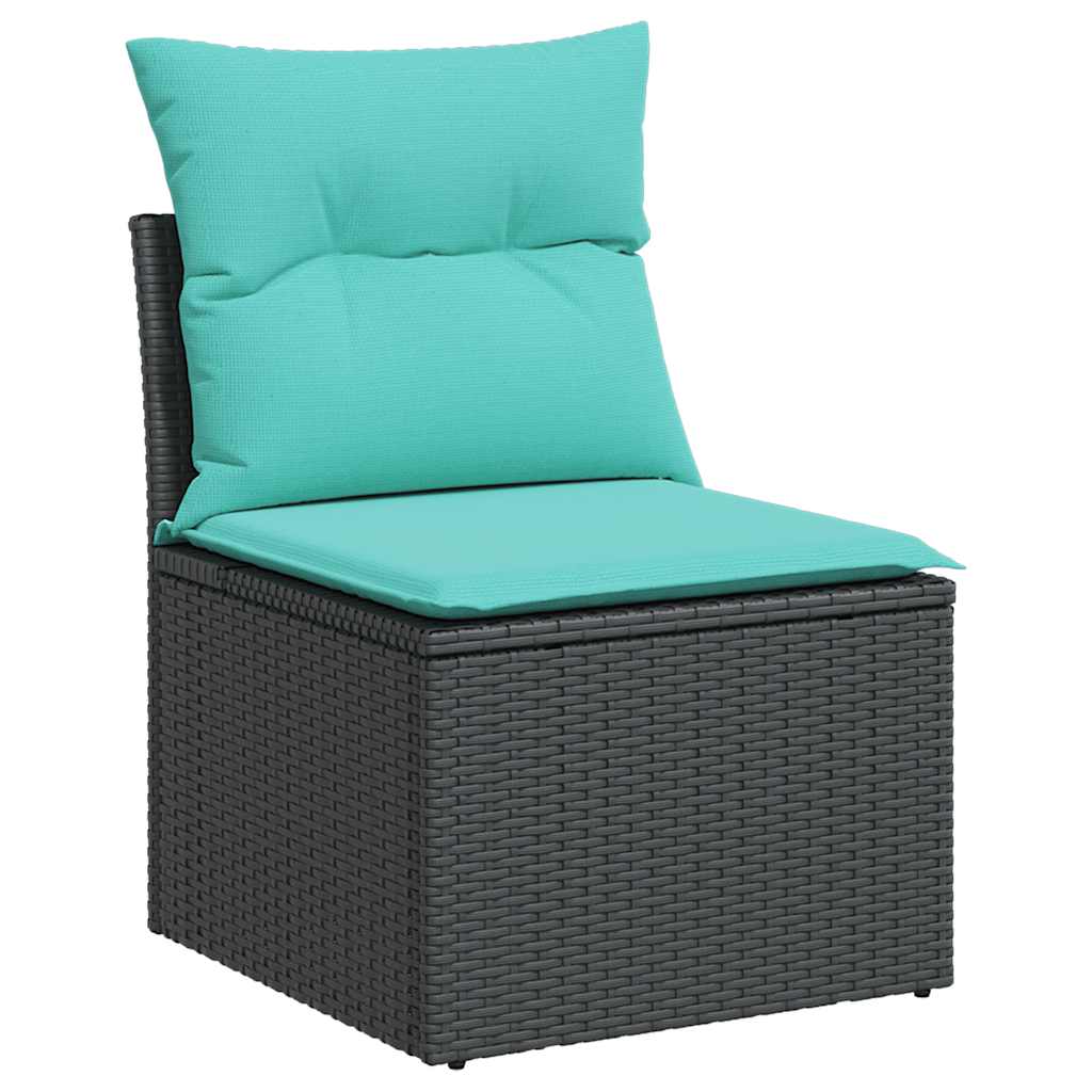 vidaXL Σετ Καναπέδων Κήπου 11 Τεμαχίων με Μαξιλάρια από Μαύρο Συνθετικό Ρατάν