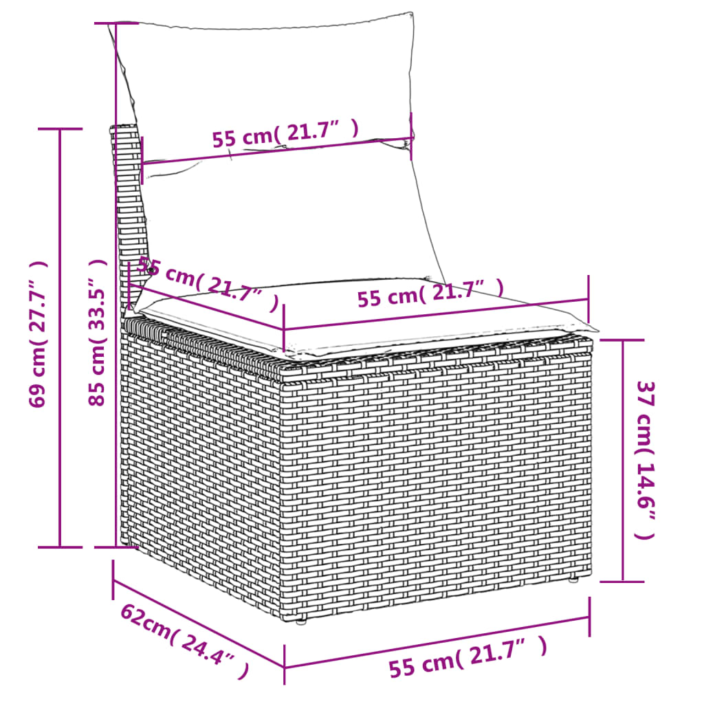 vidaXL Σετ Καναπέδων Κήπου 5 Τεμαχίων με Μαξιλάρια Γκρι από Συνθετικό Ρατάν