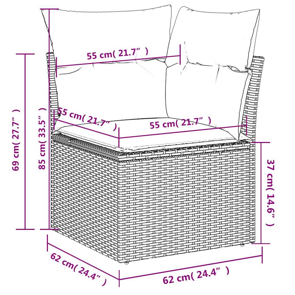 vidaXL Σετ Καναπέδων Κήπου 5 Τεμαχίων με Μαξιλάρια από Μαύρο Συνθετικό Ρατάν