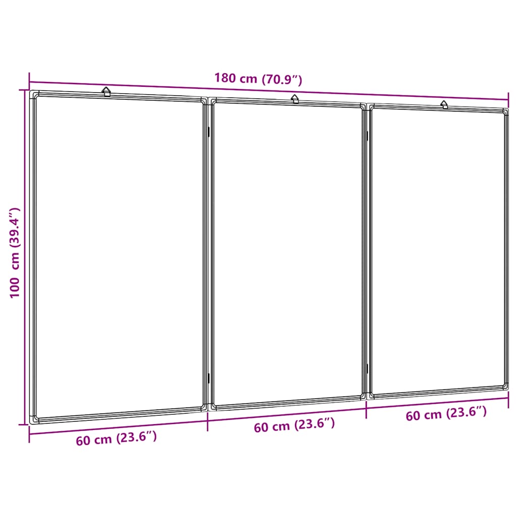 vidaXL Πίνακας Μαρκαδόρου Μαγνητικός Πτυσσόμ. 180x100x1,7εκ Αλουμινίου